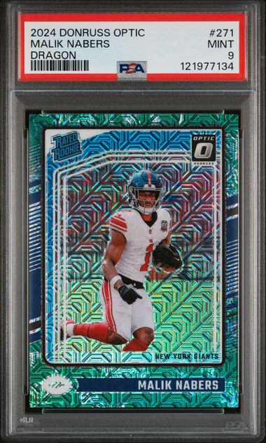 Malik Nabers 2024 Panini Donruss Optic Dragon prizm rookie card #'d 22/24 PSA 9