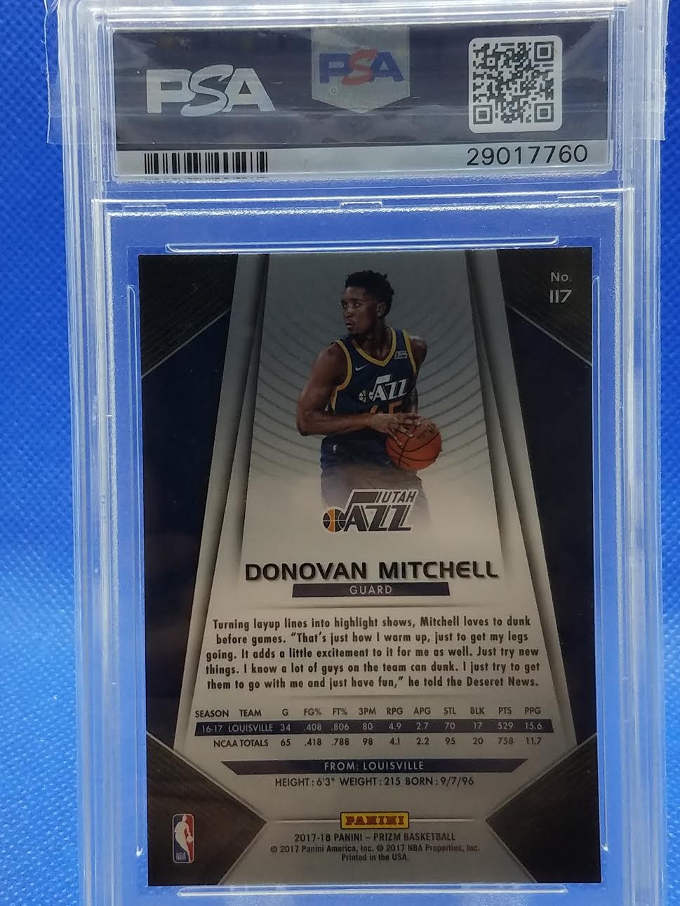 Donovan Mitchell  2017 Panini Prizm PSA 9 Prizm