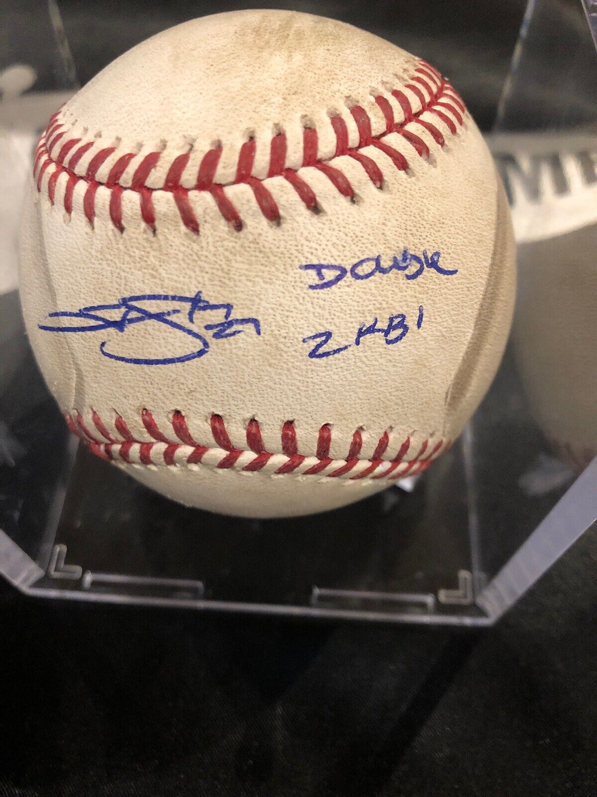 Trevor Story MLB Game Used Double 2 Rbi's Baseball 9/27/17 Marlins vs Rockies