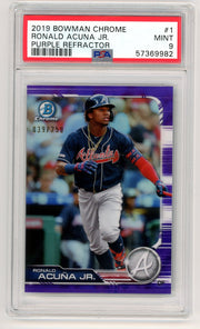 Ronald Acuna Jr. 2019 Bowman Chrome Purple Refractor #'d 039/250 PSA 9