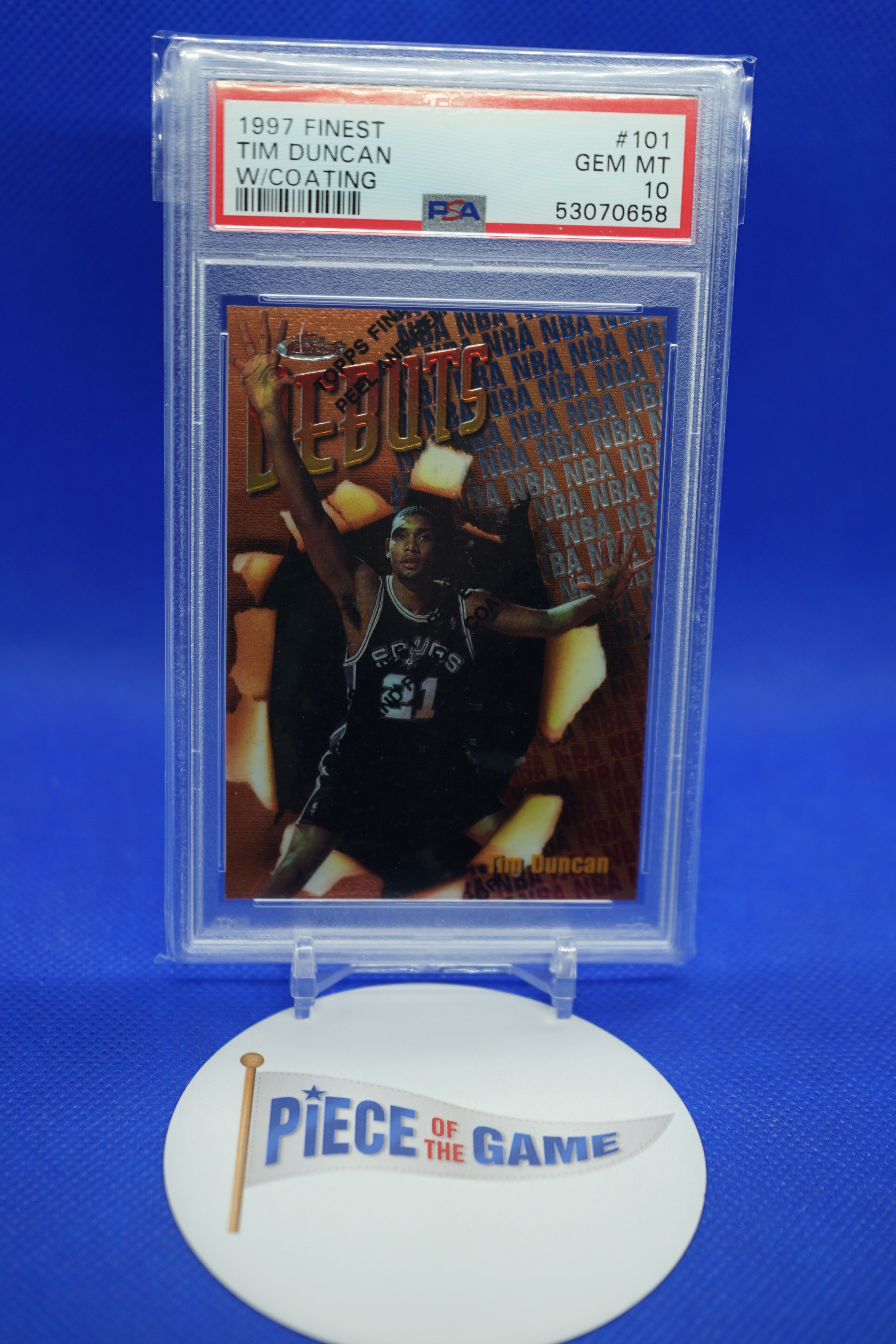 1997 Topps Finest W/ Coating Tim Duncan PSA 10
