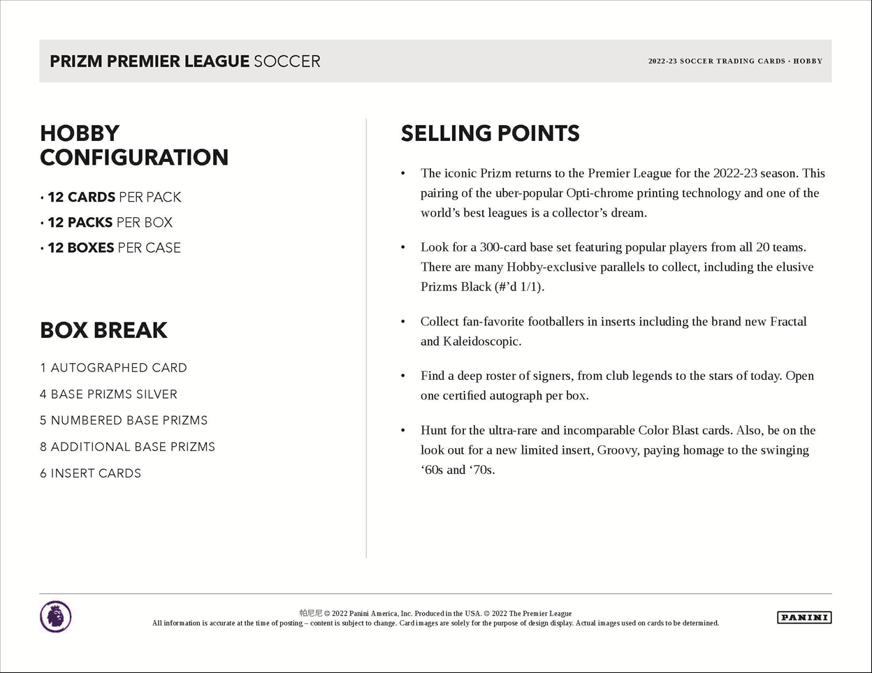 2022-23 Panini Prizm Premier League Soccer Hobby Box