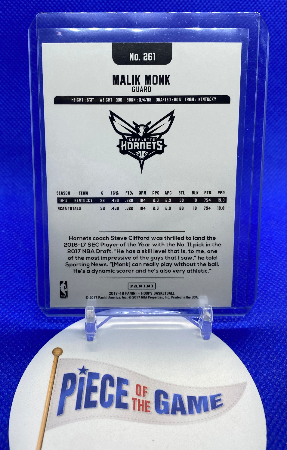 2017-18 Panini NBA Hoops Malik Monk RAW