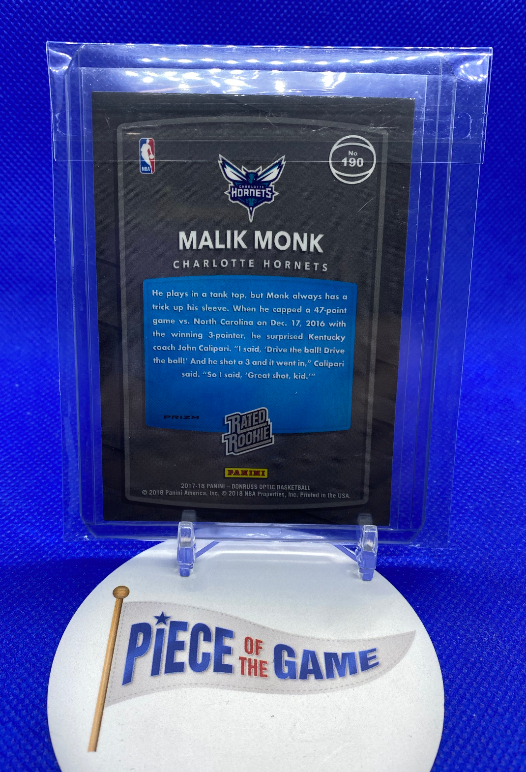 2017-18 Panini Donruss Optic Fast Break Prizm Malik Monk RAW