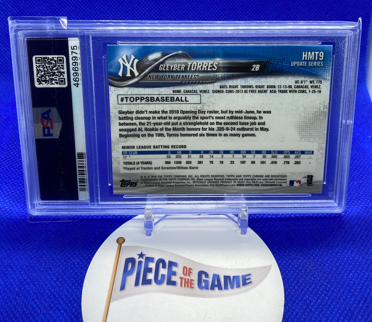 2018 Topps Chrome Update Gleyber Torres PSA 10