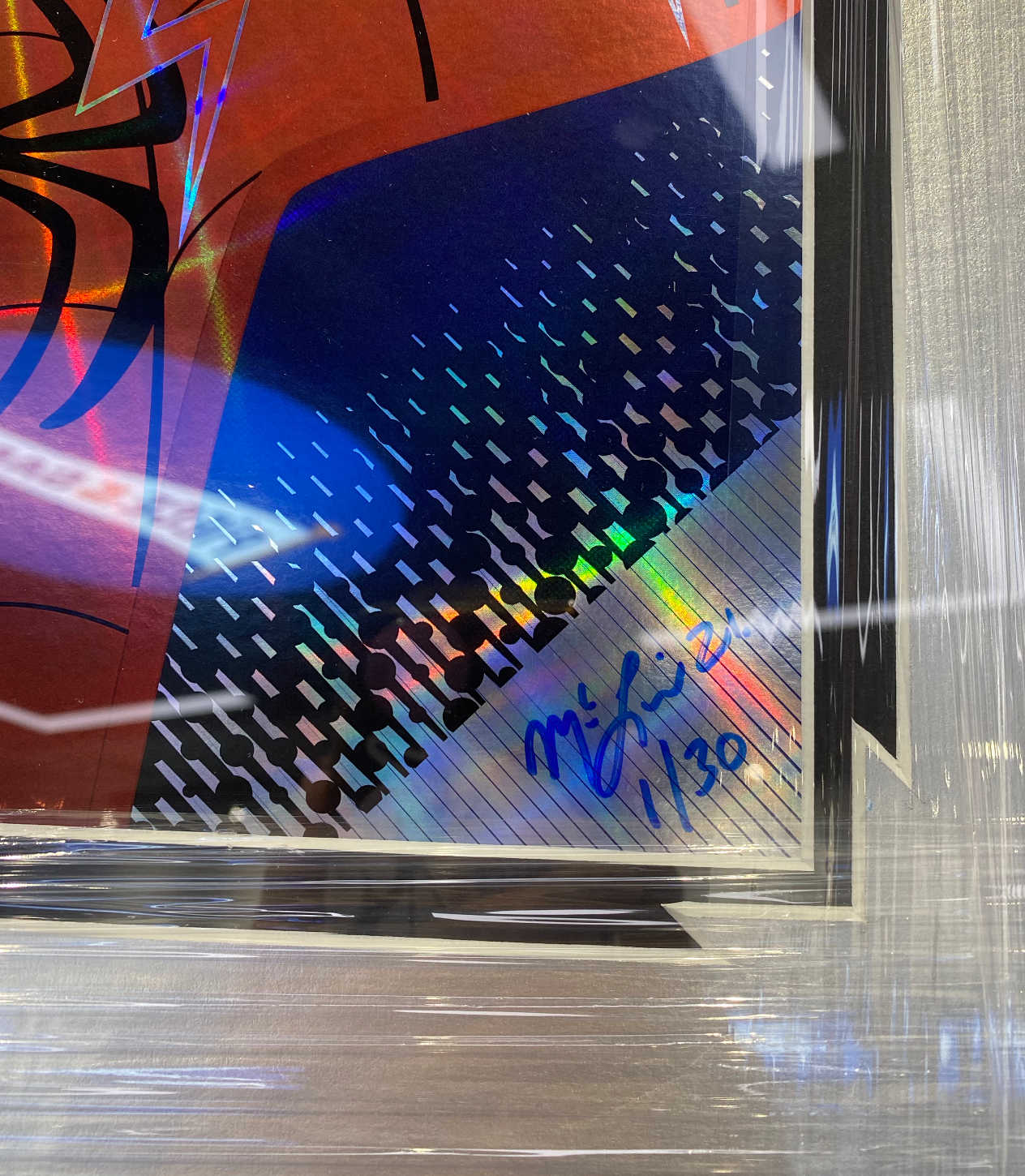 Spiderman Holo Print Blue and red suit 1/30 signed by McLain Mcguire