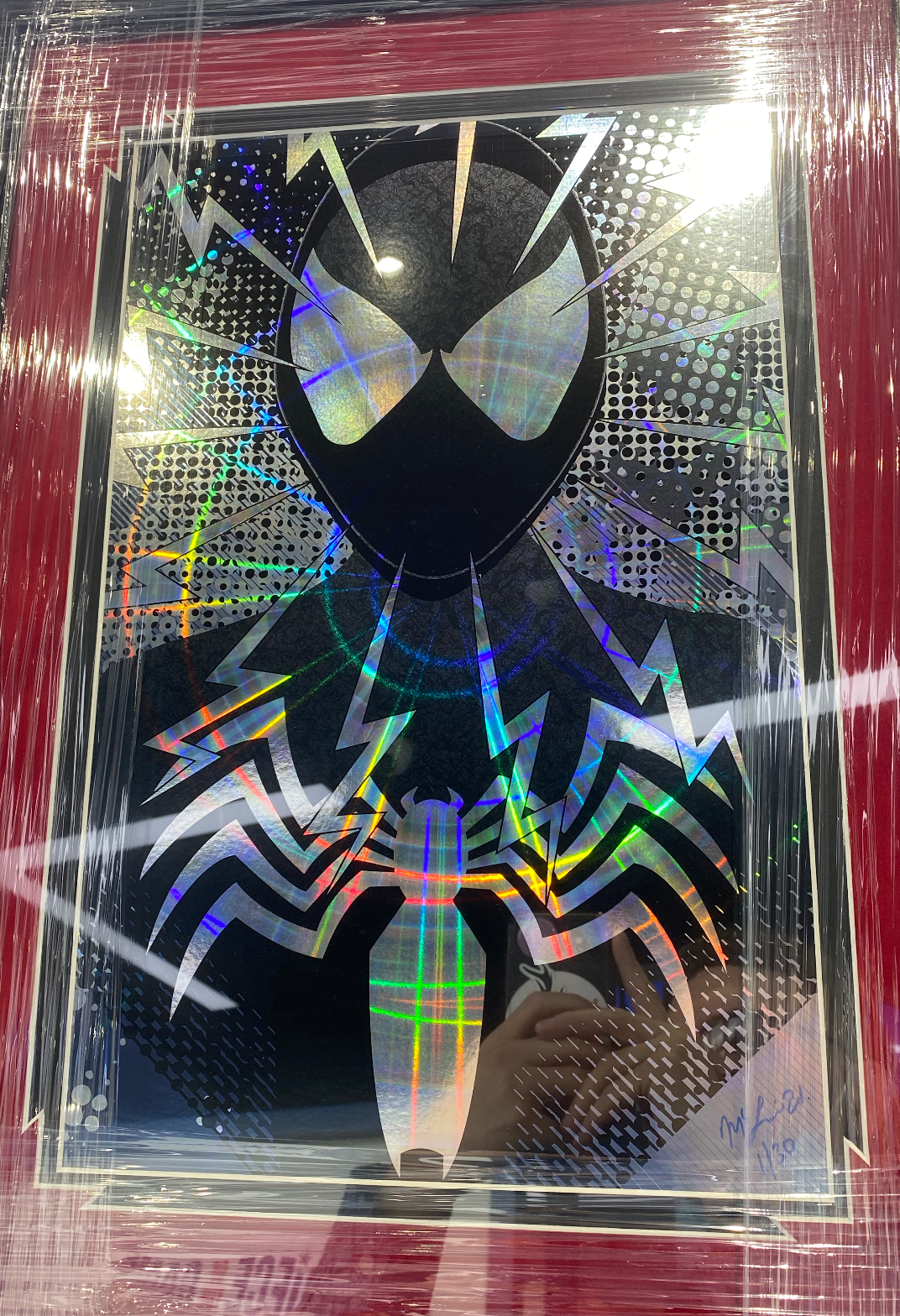 Spiderman Holo Print Black Symbiote suit 1/30 signed by McLain Mcguire