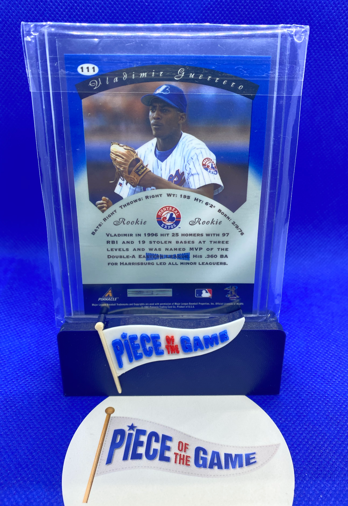 1997 Pinnacle Certified (with Peel Off sticker) Vladimir Guerrero Mirror Blue rookie
