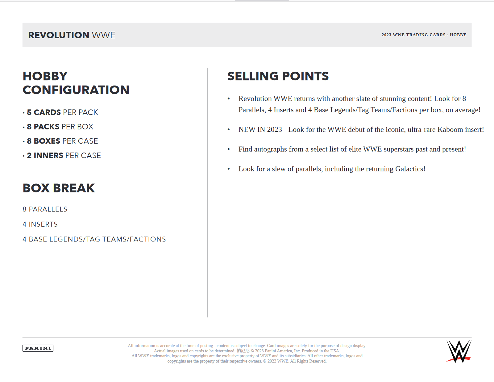 2023 Panini Revolution WWE Hobby 8 Box Case