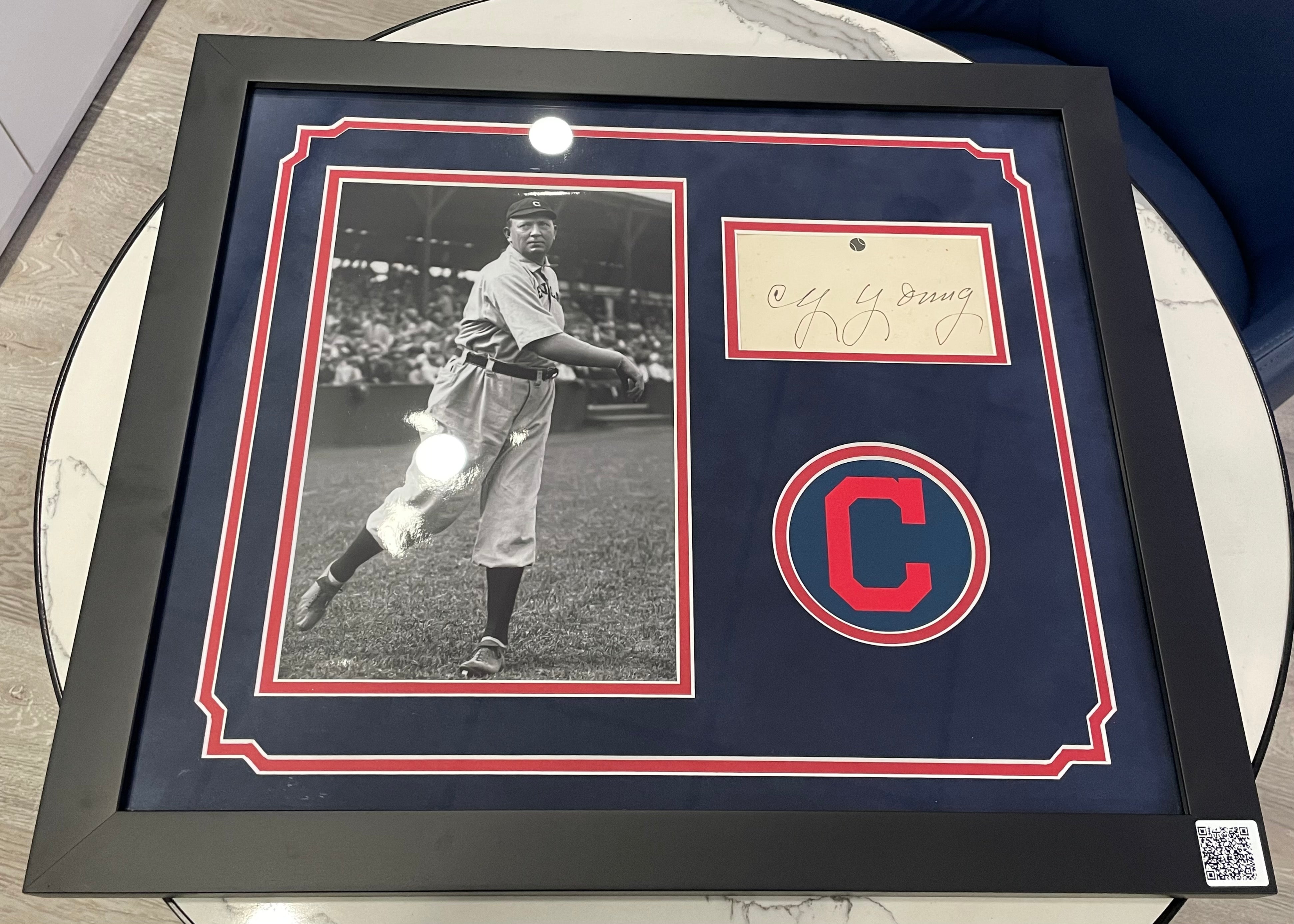Cy Young Diamond Laughs Framed Cut Signature PSA 9