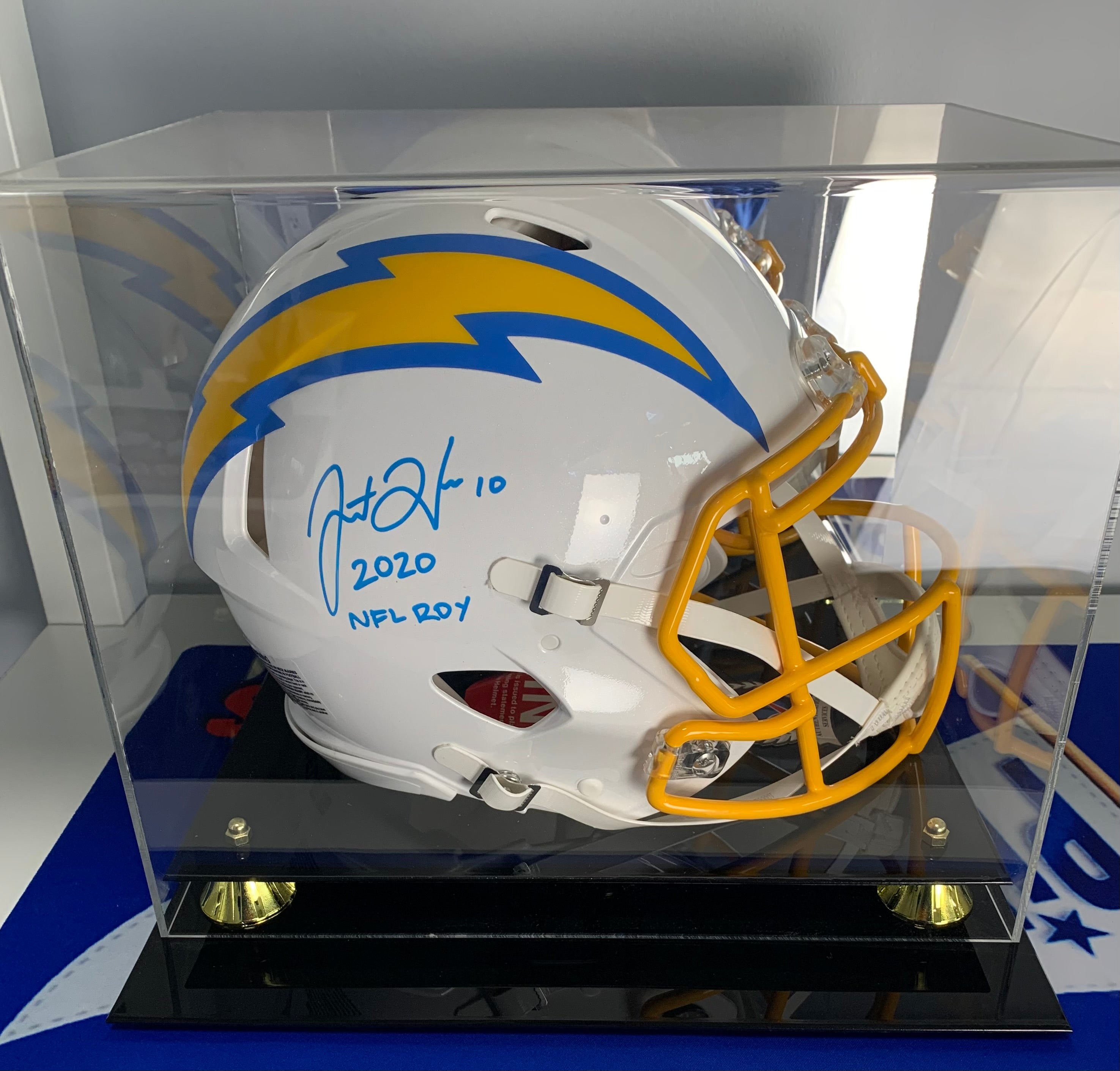 Justin Herbert signed Chargers helmet 2020 NFL ROY inscription