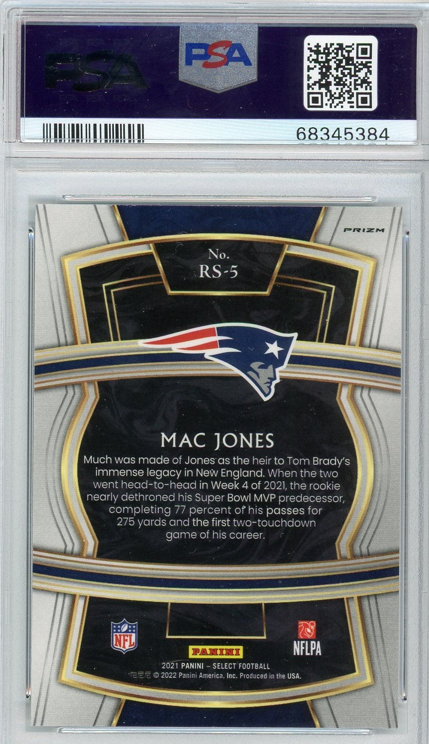 Mac Jones 2021 Select Rookie Selections Silver Prizm PSA 10 Rookie Card