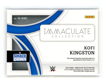 Kofi Kingston 2022 Panini Immaculate WWE Superstar-worn patch #'d 66/99