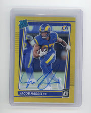 Jacob Harris 2021 Panini Donruss Optic Gold Prizm autograph rookie card #'d 01/10