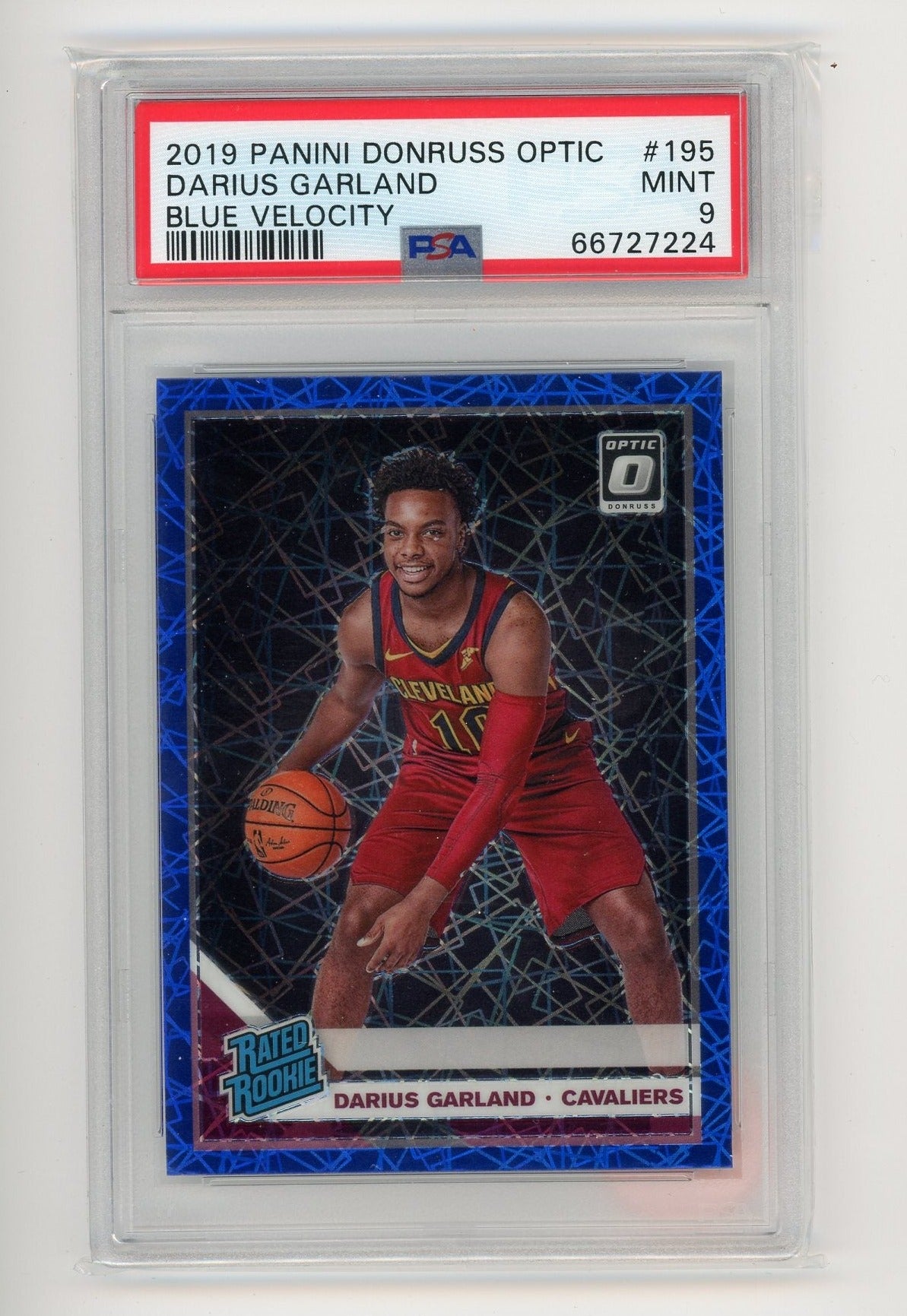 Darius Garland 2019 Panini Donruss Optic Blue Velocity prizm rookie card PSA 9
