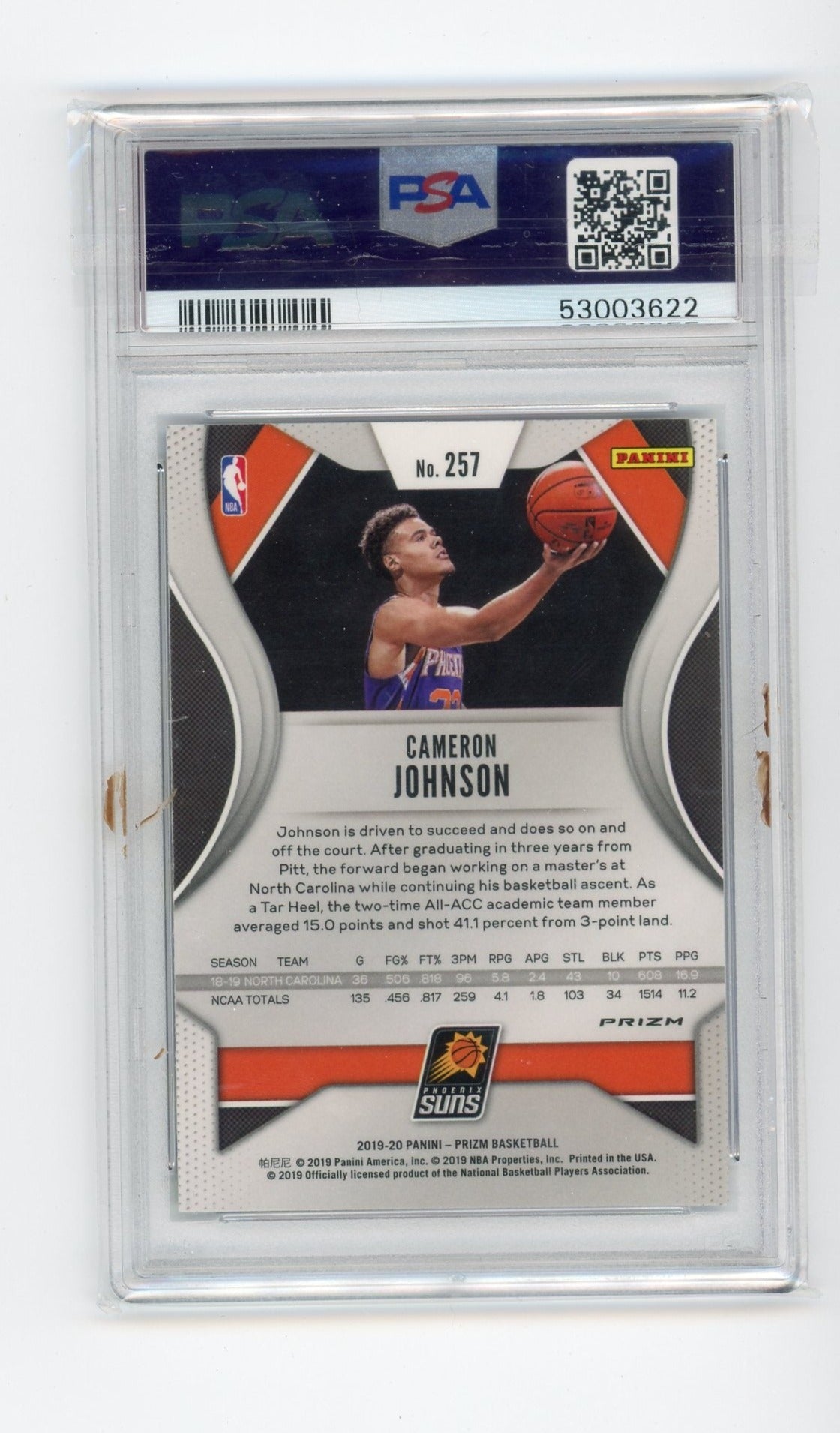 Cameron Johnson 2019 Panini Prizm Choice Blue/Yellow/Green prizm PSA 9 rookie card