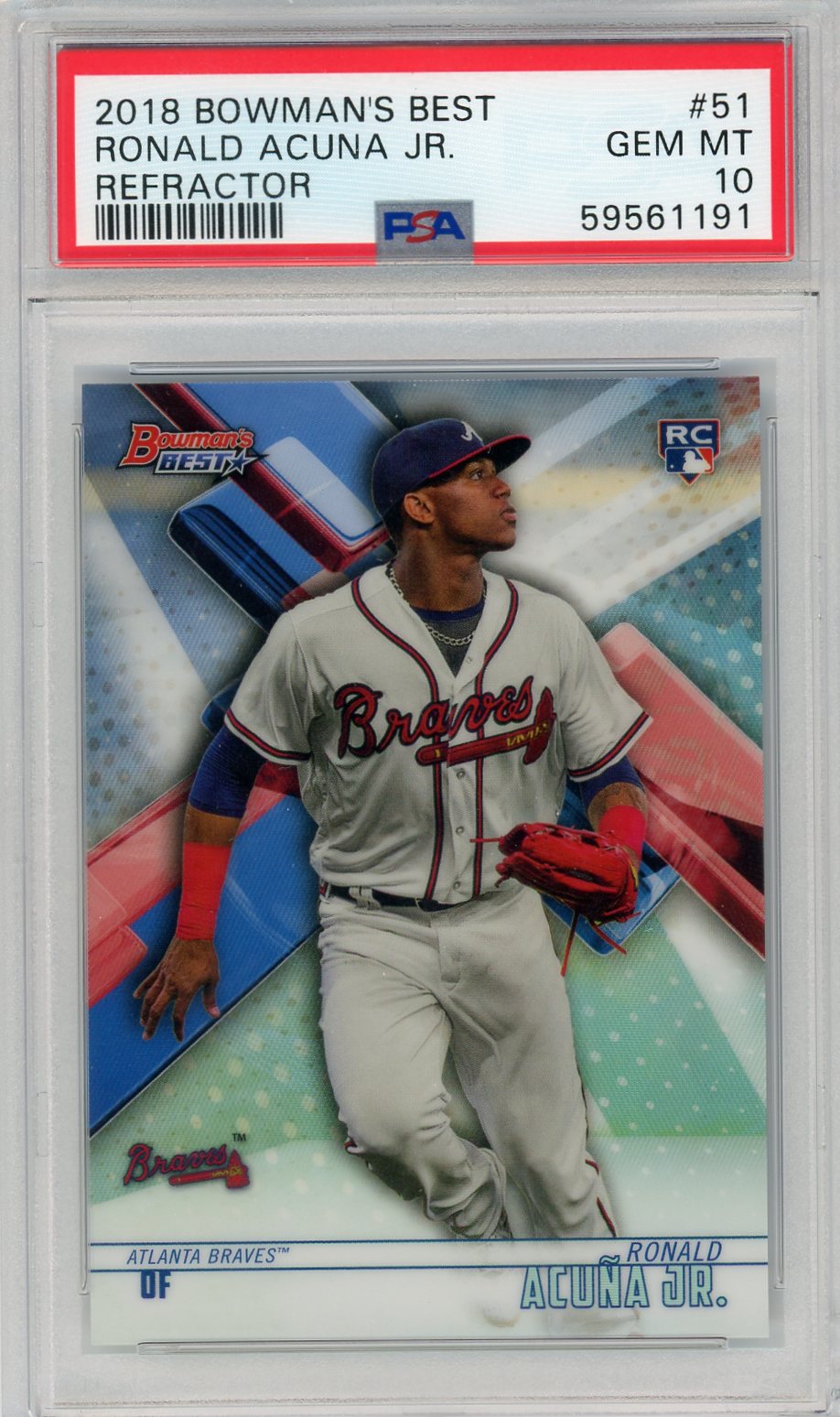 Ronald Acuna Jr. 2018 Bowman's Best Rookie Card Refractor #51 PSA 10