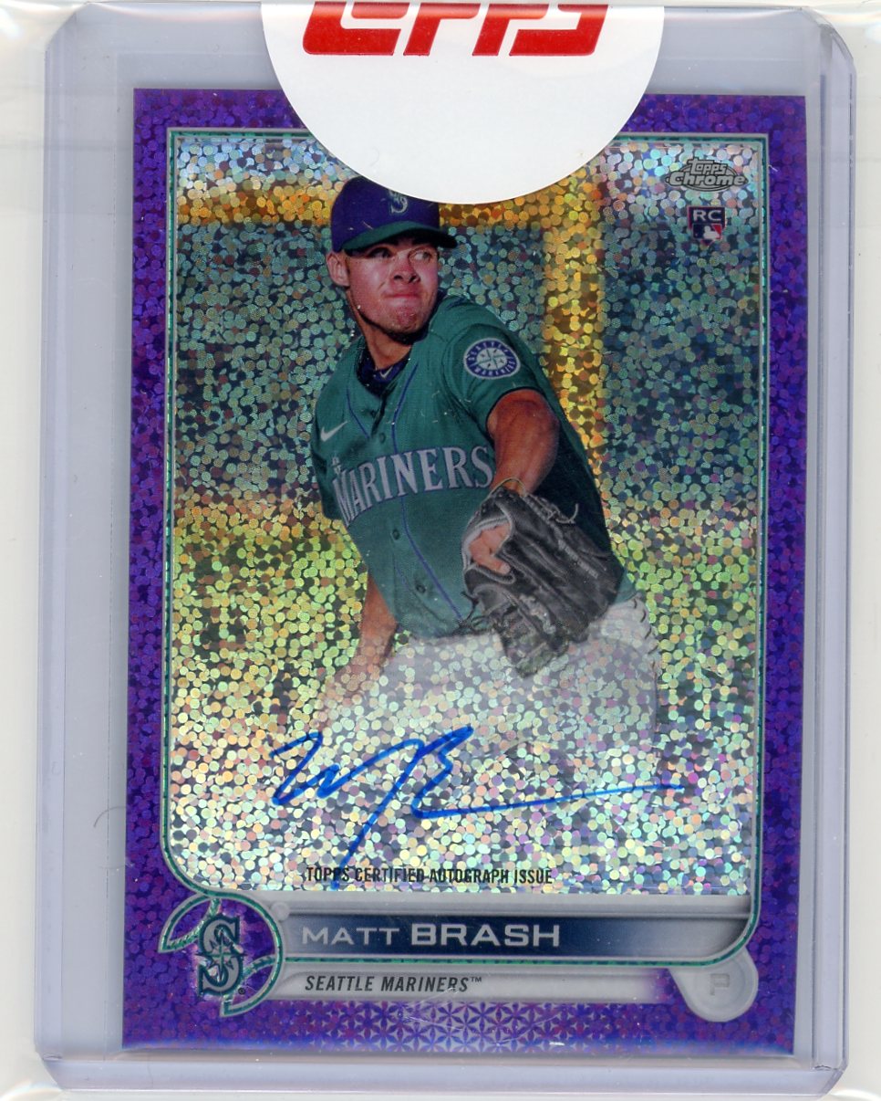 Matt Brash 2022 Topps Chrome Purple Mini Diamond refractor autograph rookie card #'d 157/299