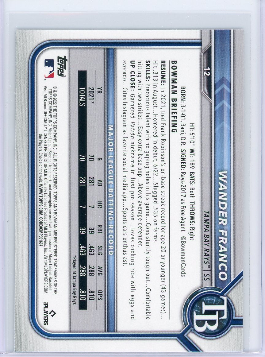 Wander Franco 2022 Bowman Rookie Card #17