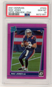 Mac Jones 2021 Optic Preview Rated Rookie Pink PSA 10