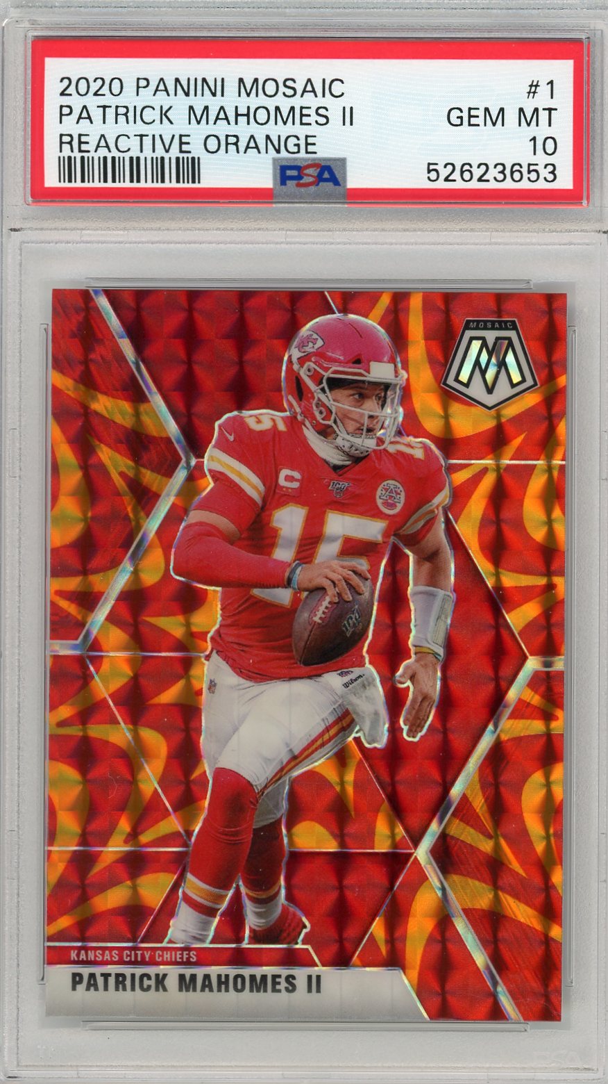 Patrick Mahomes RARE GREEN RAINBOW REFRACTOR SSP INVESTMENT CARD RED JERSEY