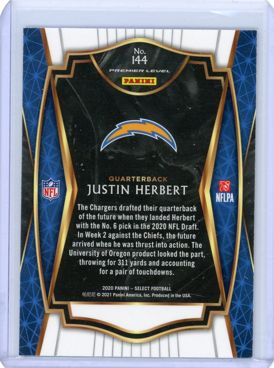 Justin Herbert 2021 Panini Select Premier Level rookie card