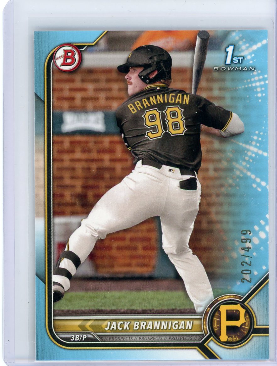 Jack Brannigan 2022 1st Bowman Draft Sky Blue paper #'d 202/499