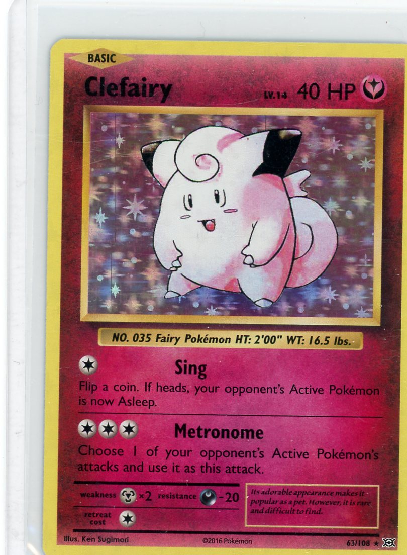 Clefairy 2016 Pokmon rare holo 63/108 Piece Of The Game Clefairy 2016 Pokmon rare holo 63/108 Piece Of The Game