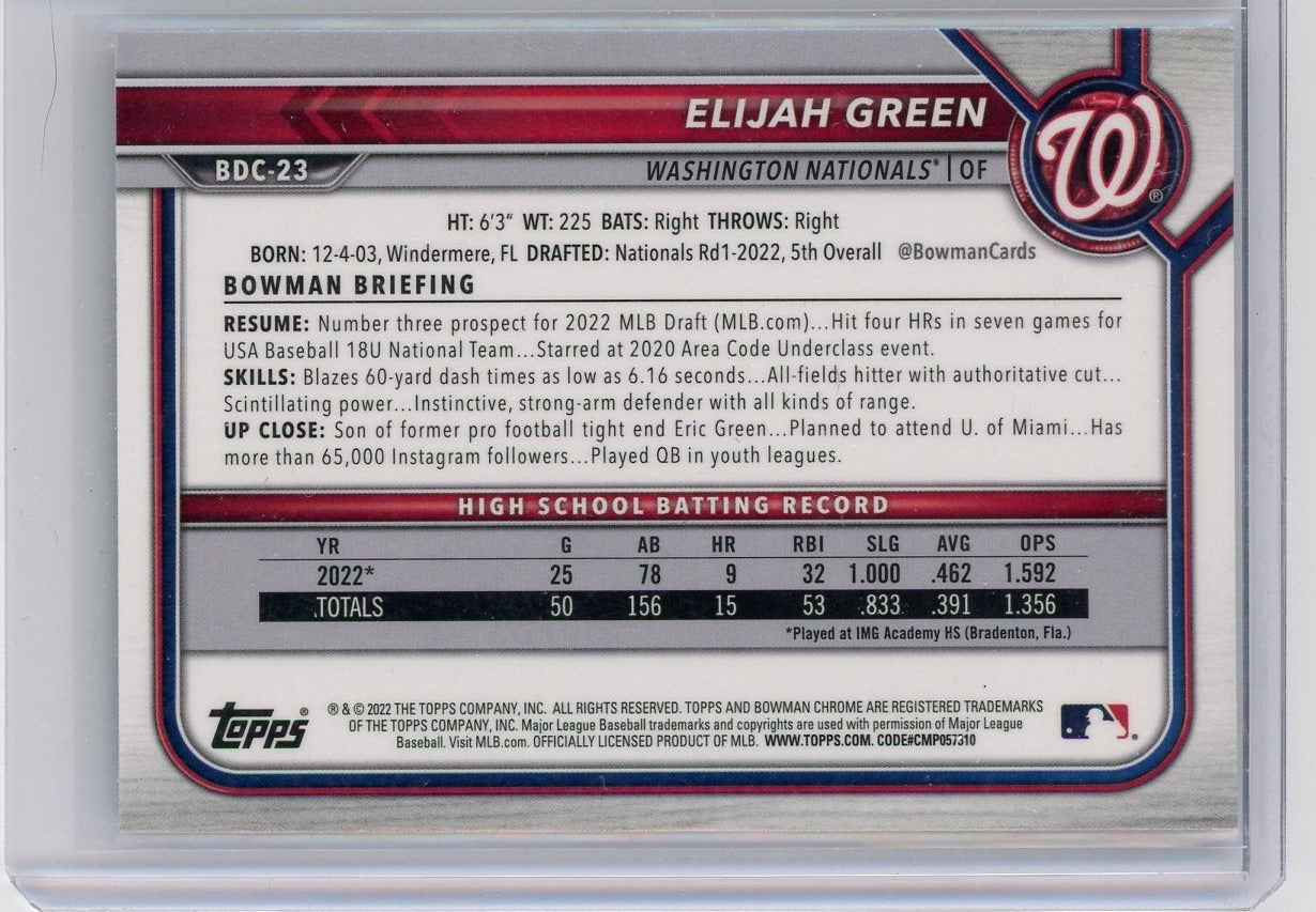 Elijah Green 2022 1st Bowman Draft chrome