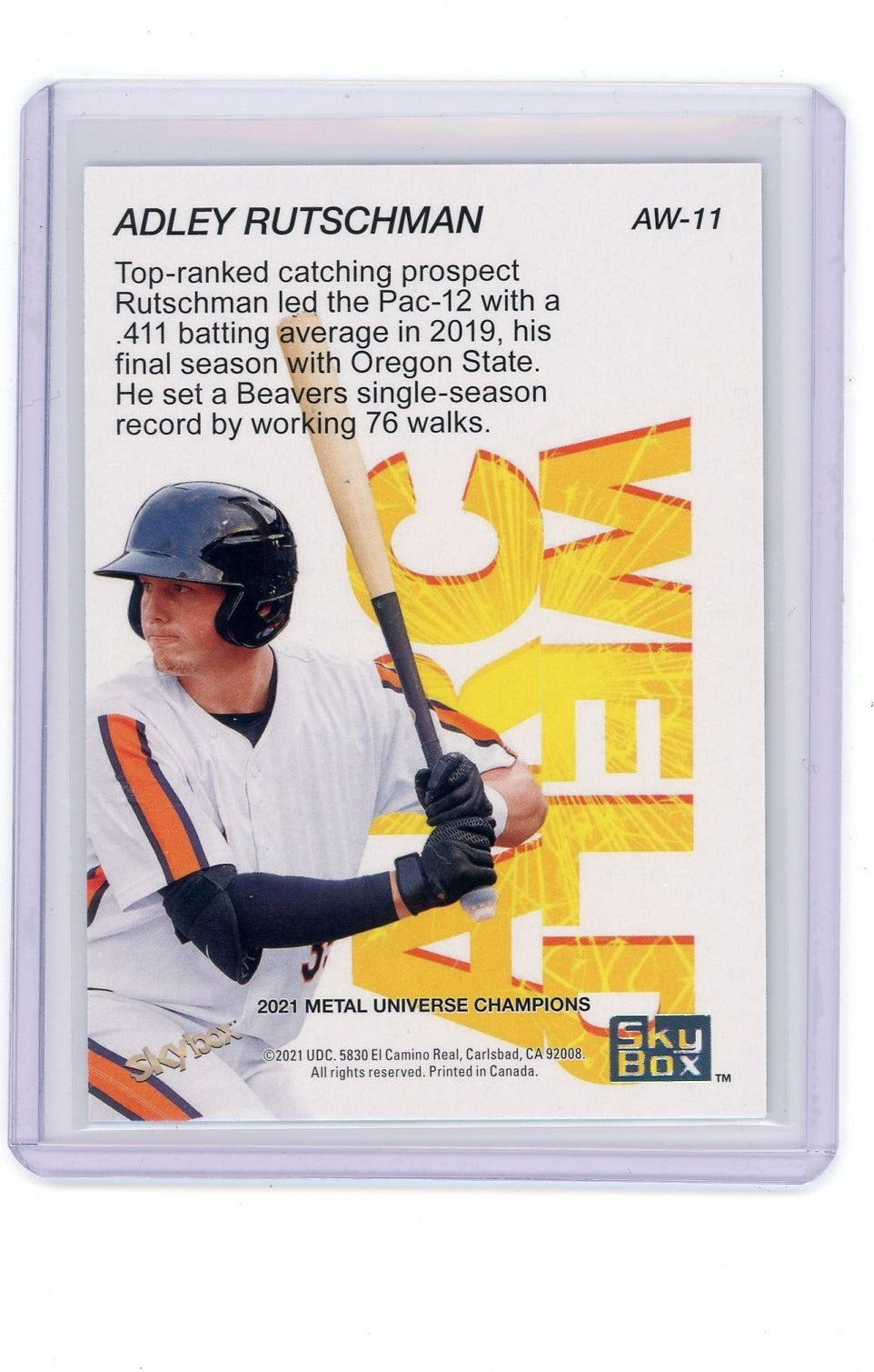 Adley Rutschman 2021 Upper Deck SkyBx Metal Arc Weld holo #AW-11