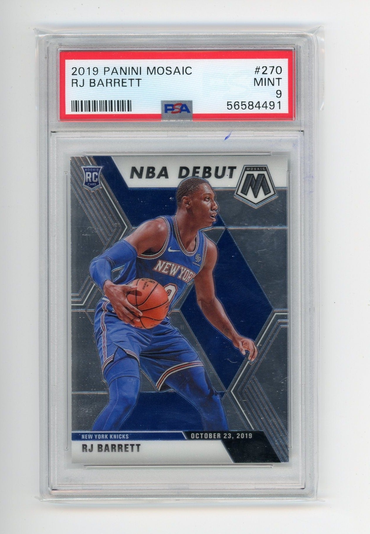 RJ Barrett 2019 Panini Mosaic NBA Debut rookie card PSA 9