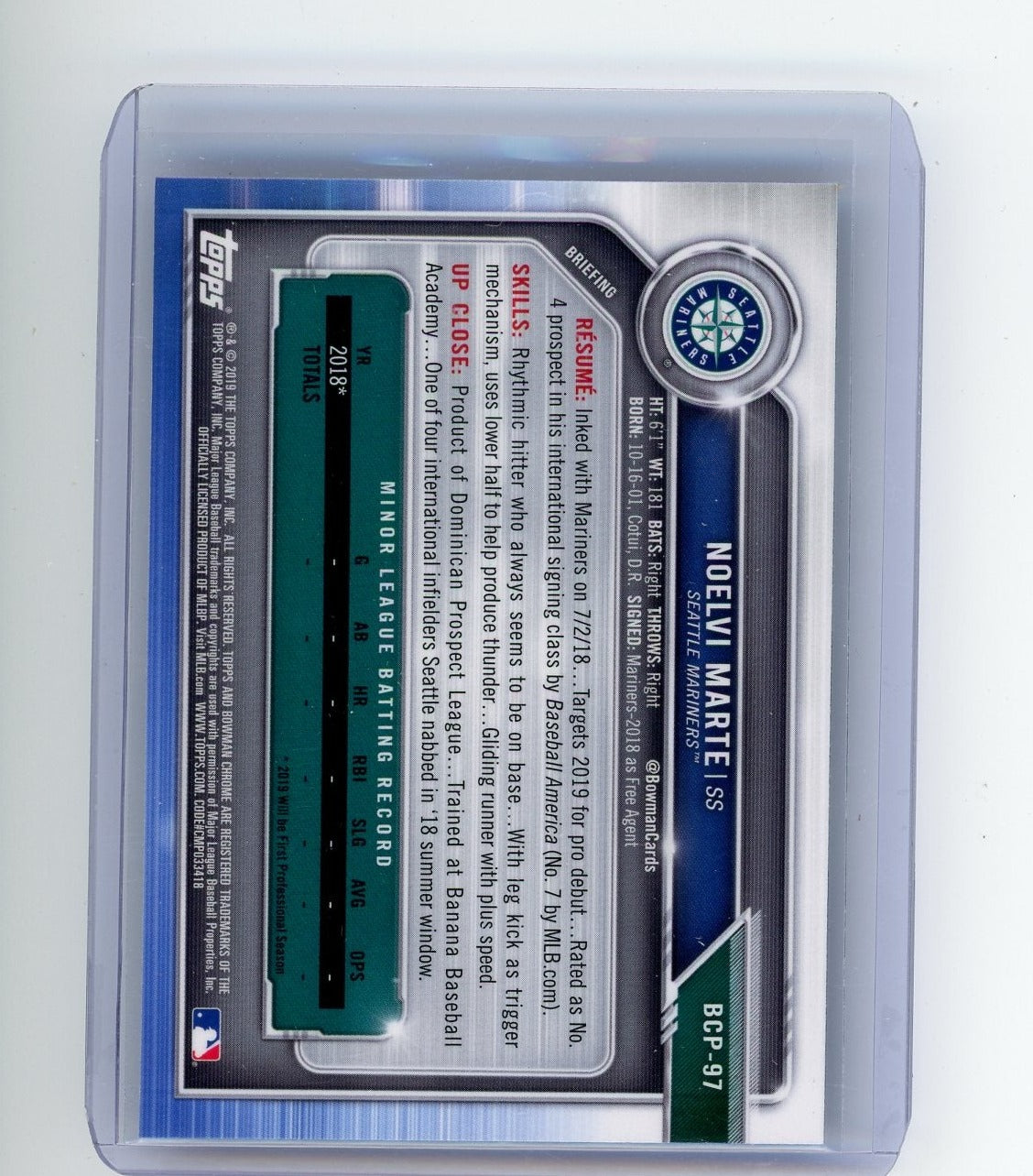 Noelvi Marte 2019 1st Bowman Chrome Mojo #BCP-97