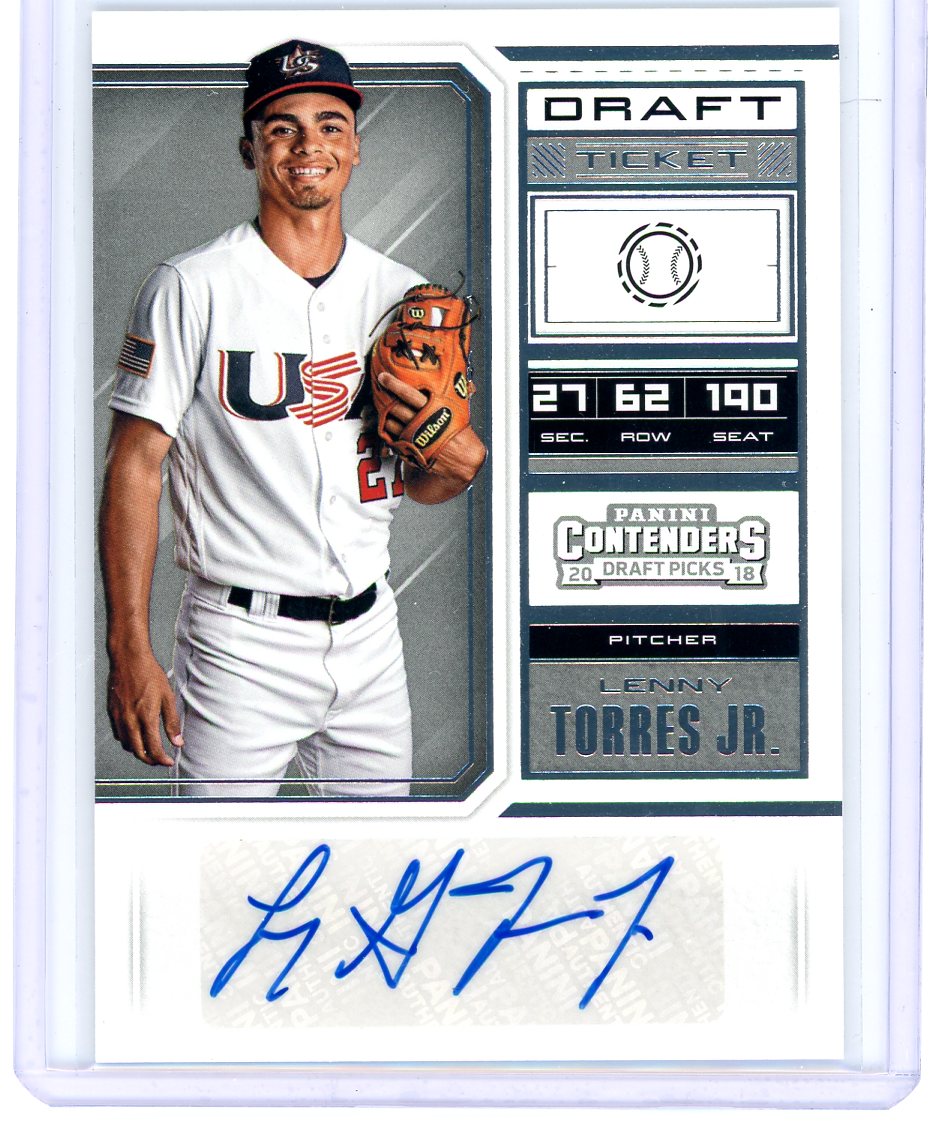 Lenny Torres 2018 Panini Contenders Draft Picks Team USA Draft Ticket autograph