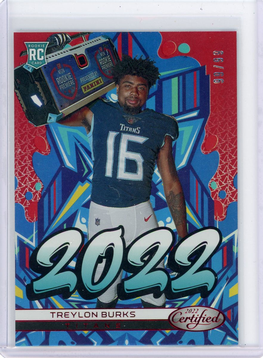 Treylon Burks 2022 Panini Certified Graffiti red/blue foil rookie card #'d 99/99