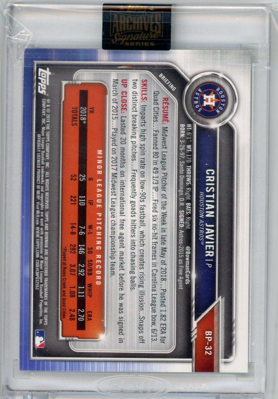 Christian Javier 2022 Topps Archives 1st Bowman Auto 11/99