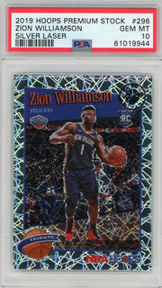 Zion Williamson 2019 Hoops Premium Stock Silver Laser Rookie PSA 10