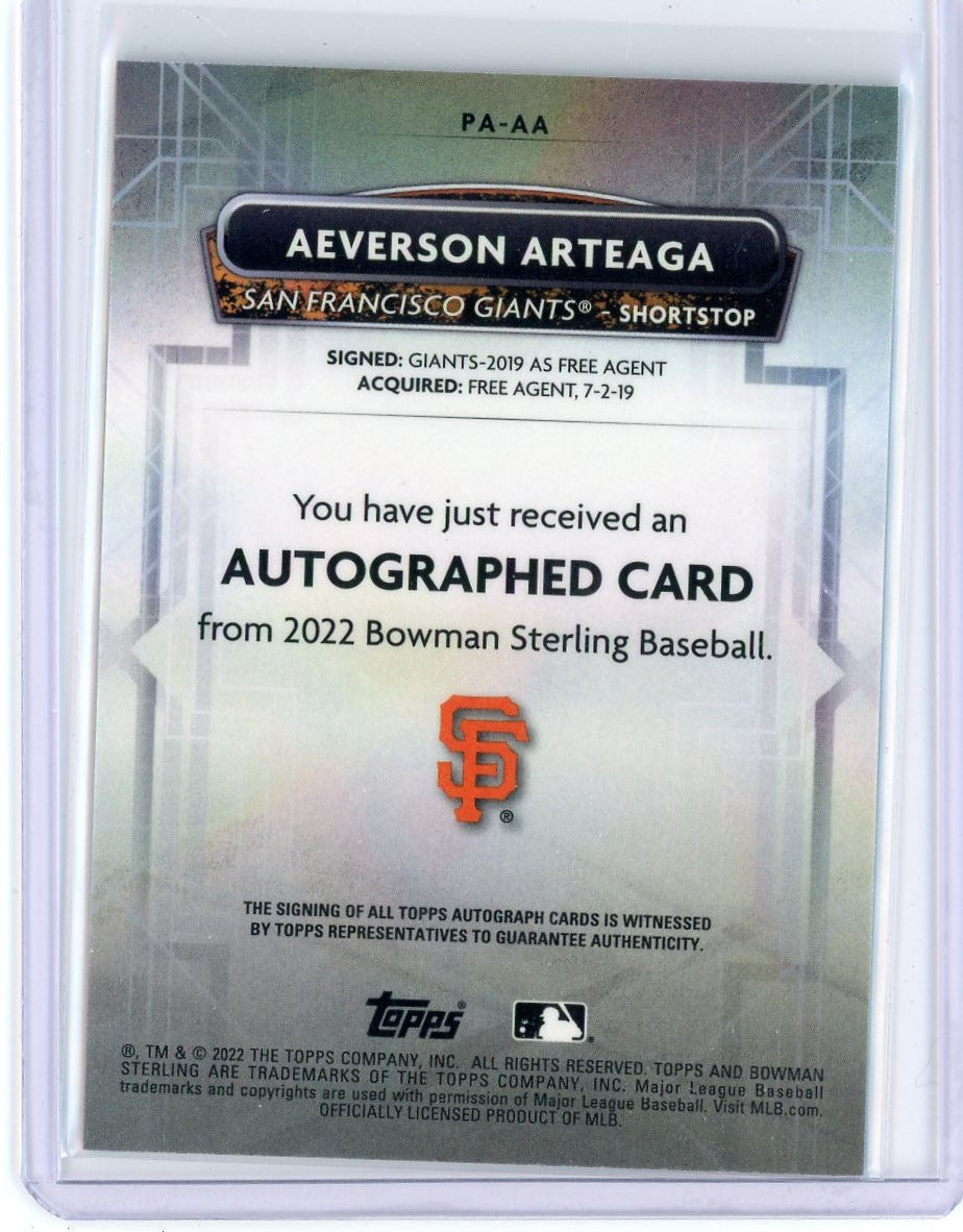 Averson Arteaga 2022 Bowman Sterling autograph #PA-AA