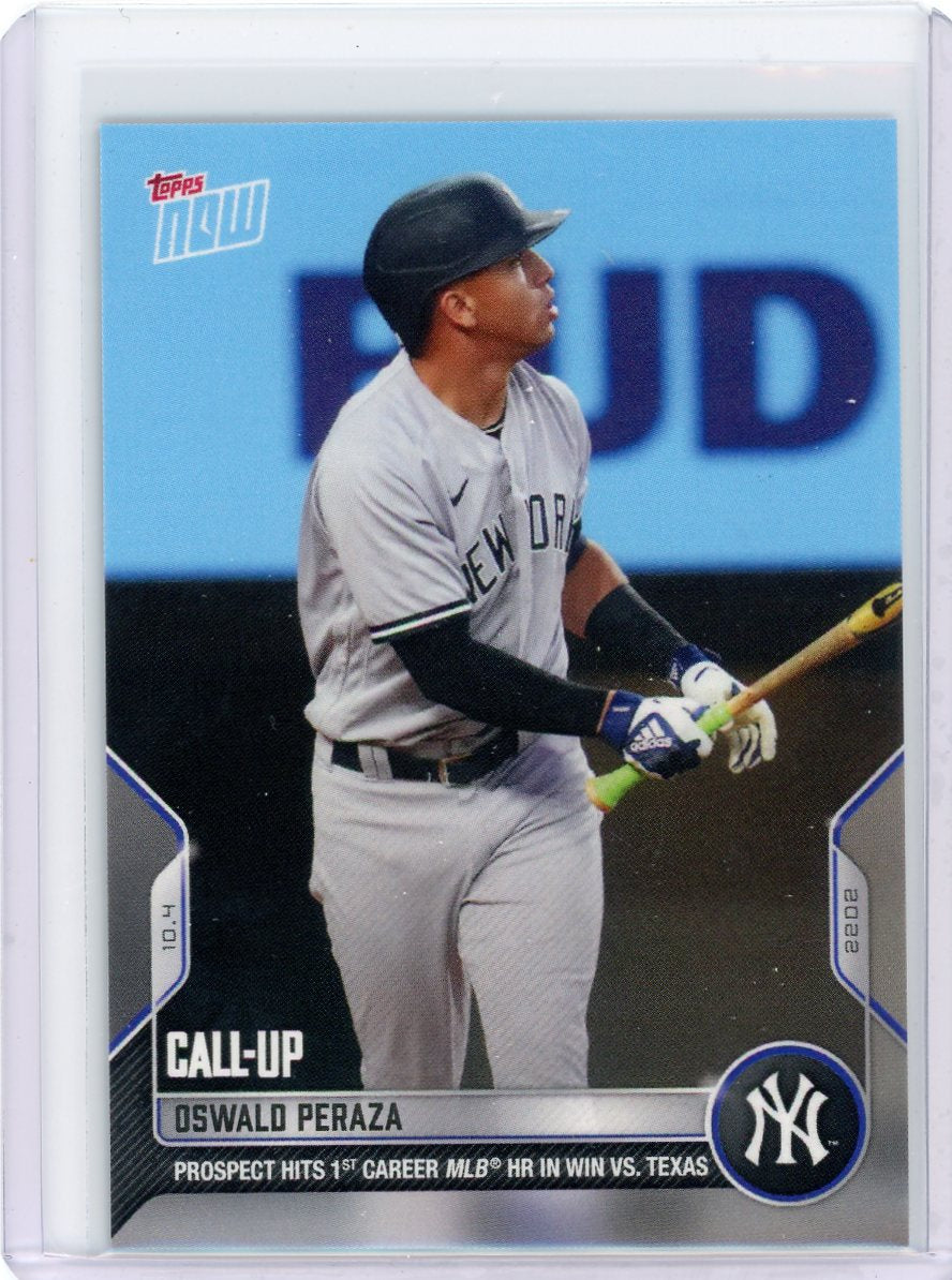 Oswald Peraza 2022 Topps NOW #1013 "Prospect Hits 1st Career MLB HR in Win vs. Texas"