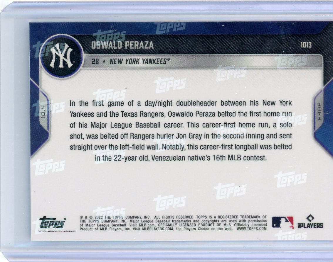 Oswald Peraza 2022 Topps NOW Call-Up blue #'d 10/49