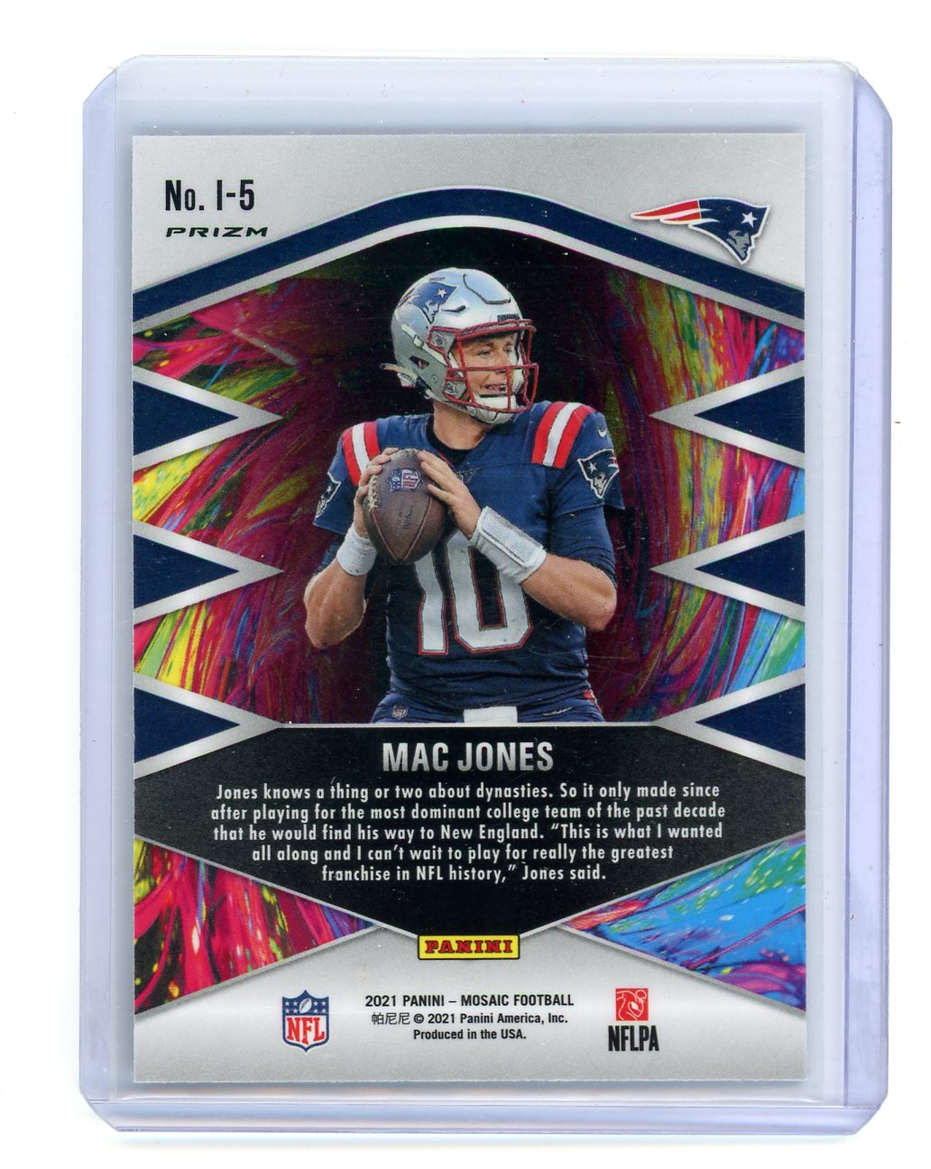 Mac Jones 2021 Panini Mosaic Introductions mosaic prizm rookie card