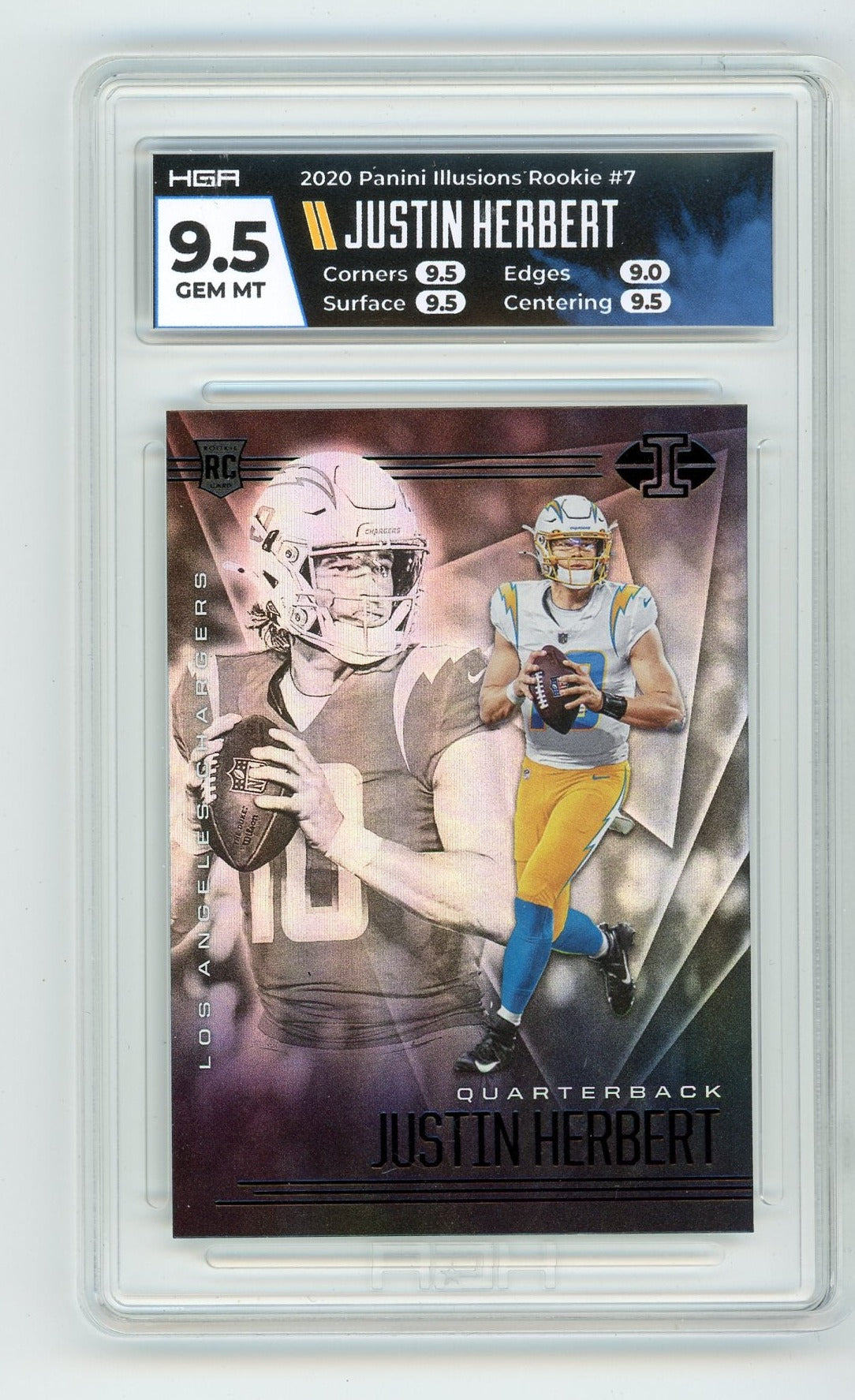 Justin Herbert 2020 Panini Illusions rookie card HGA 9.5