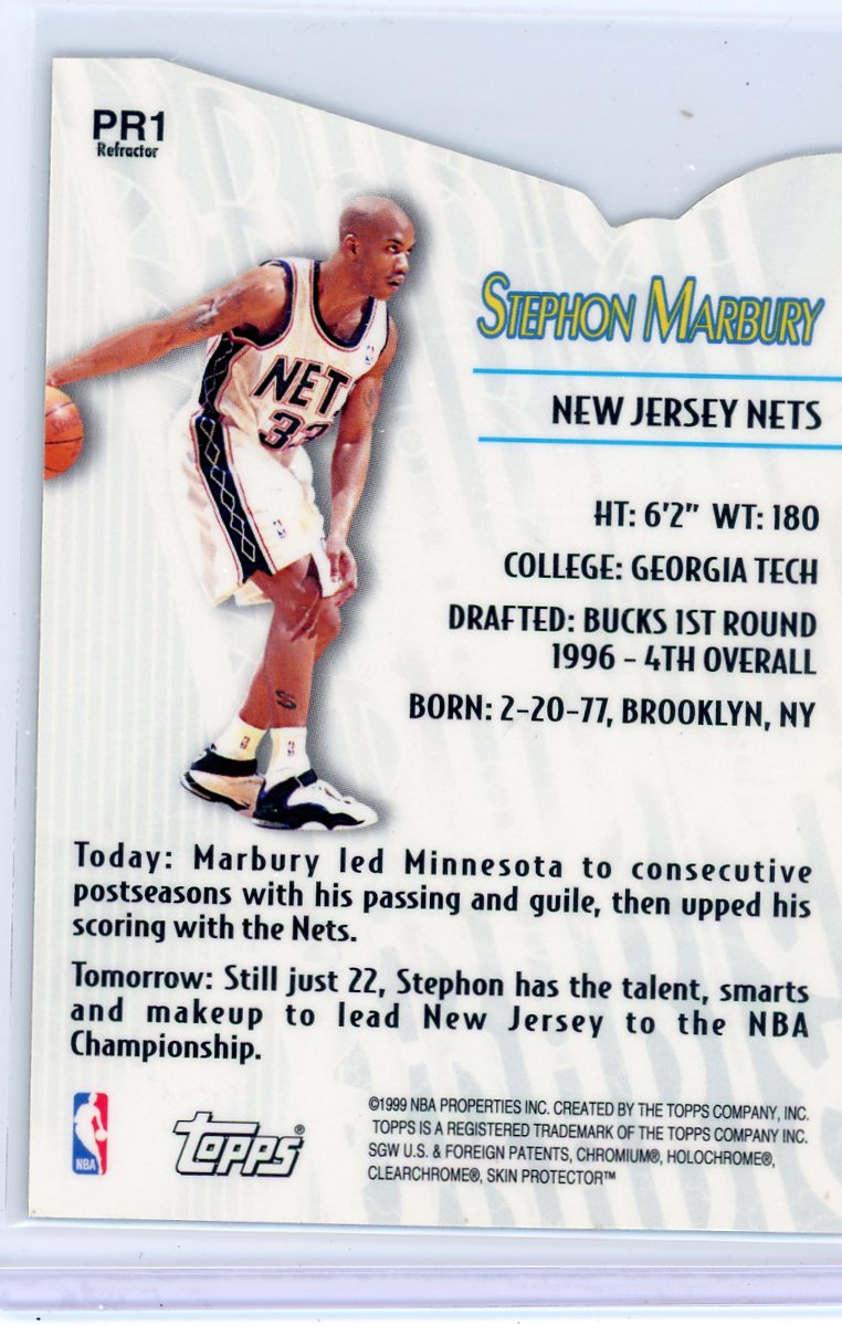 Stephon Marbury 1999 Topps Chrome Refractor "Prodigy" die-cut #PR1