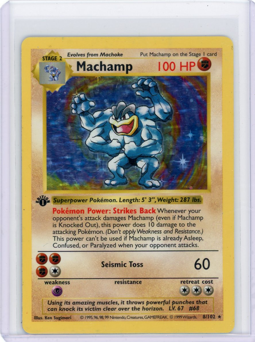 Machamp 1st Edition 1999 Pokémon Shadowless holo 8/102