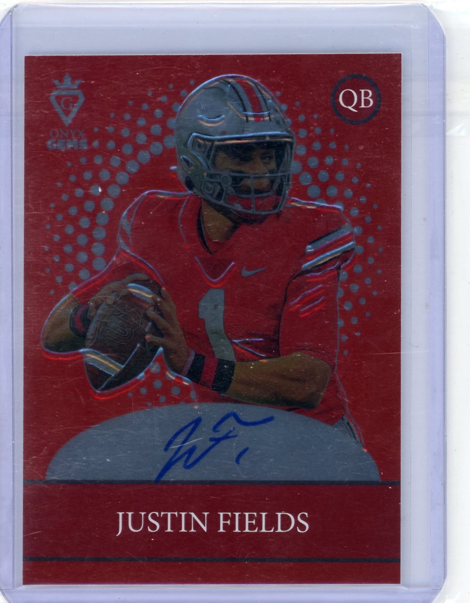 2021 Onyx Gems Justin Fields red autograph /6