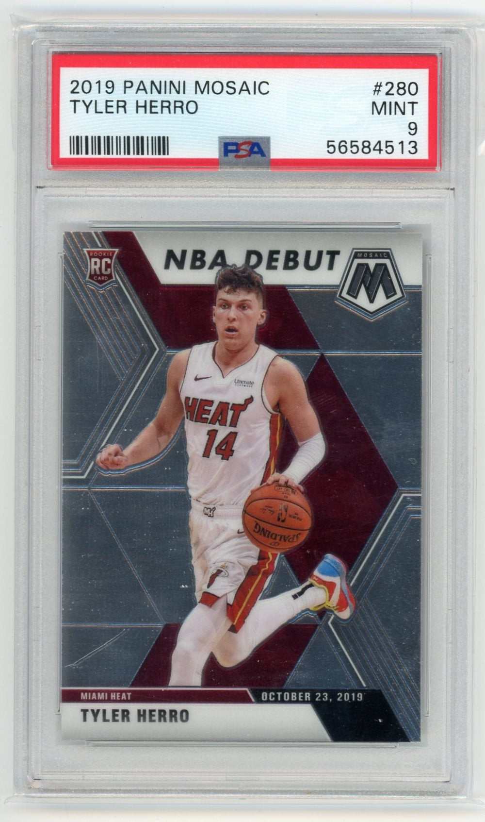 Tyler Herro 2019 Panini Mosaic NBA Debut rookie card PSA 9