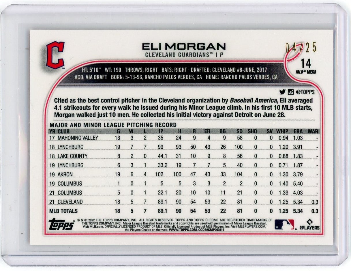 Eli Morgan 2022 Topps Chrome Logofractor orange refractor rookie card #'d 04/25