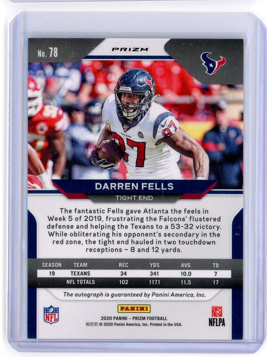 Darren Fells 2020 Panini Prizm Silver Prizm autograph
