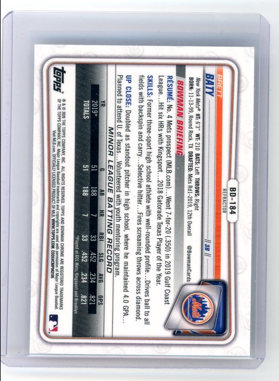 Brett Baty 2020 Bowman Draft Chrome Refractor