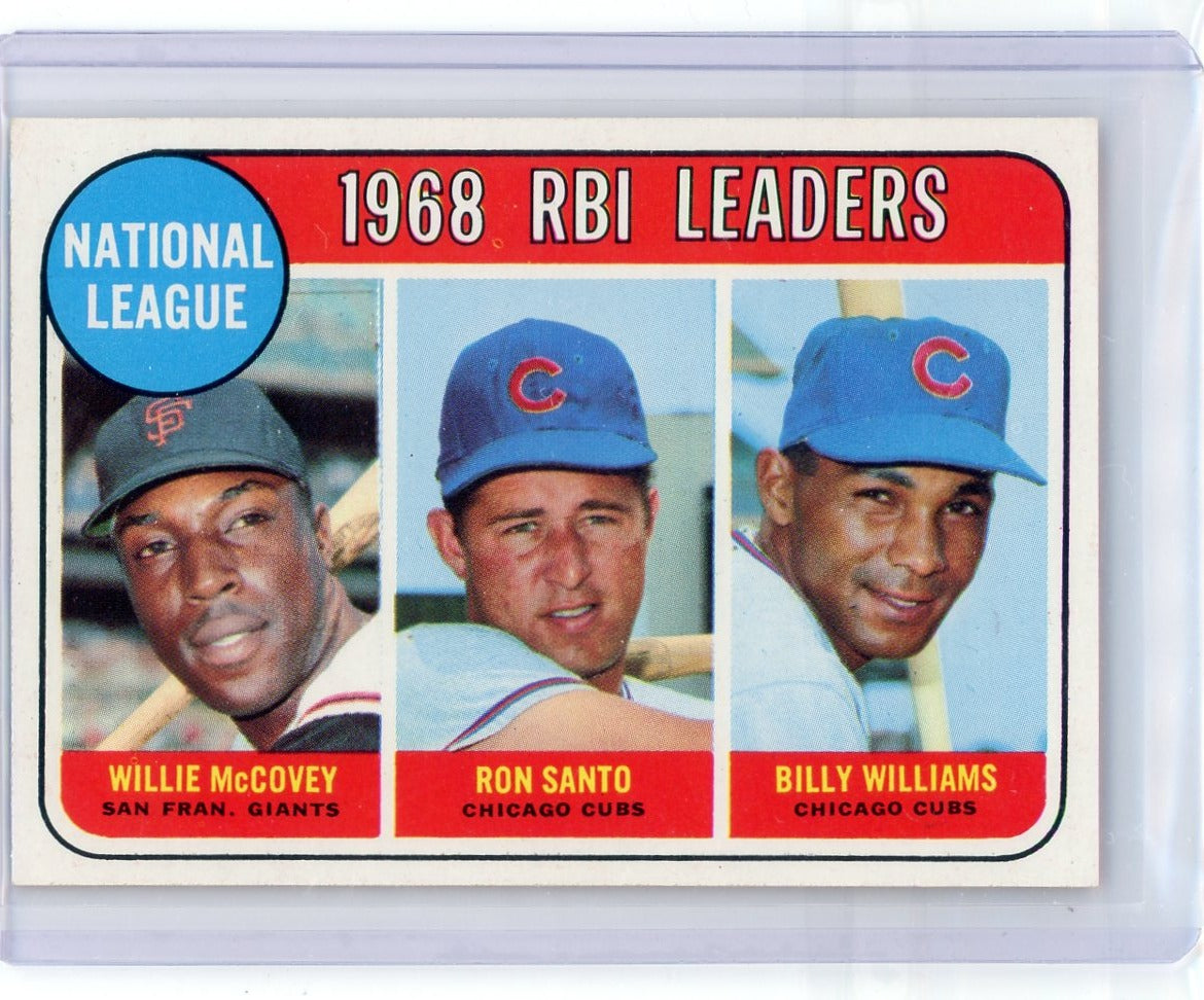 Willie McCovey/Ron Santo/Billy Williams 1968 RBI Leaders 1969 Topps #4 –  Piece Of The Game