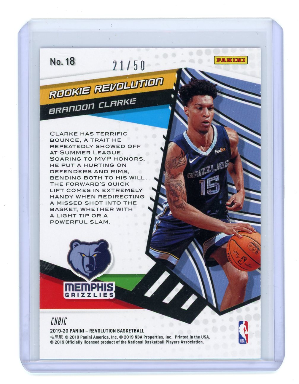 Brandon Clarke 2019-20 Panini Revolution Cubic #21/50 Rookie Card